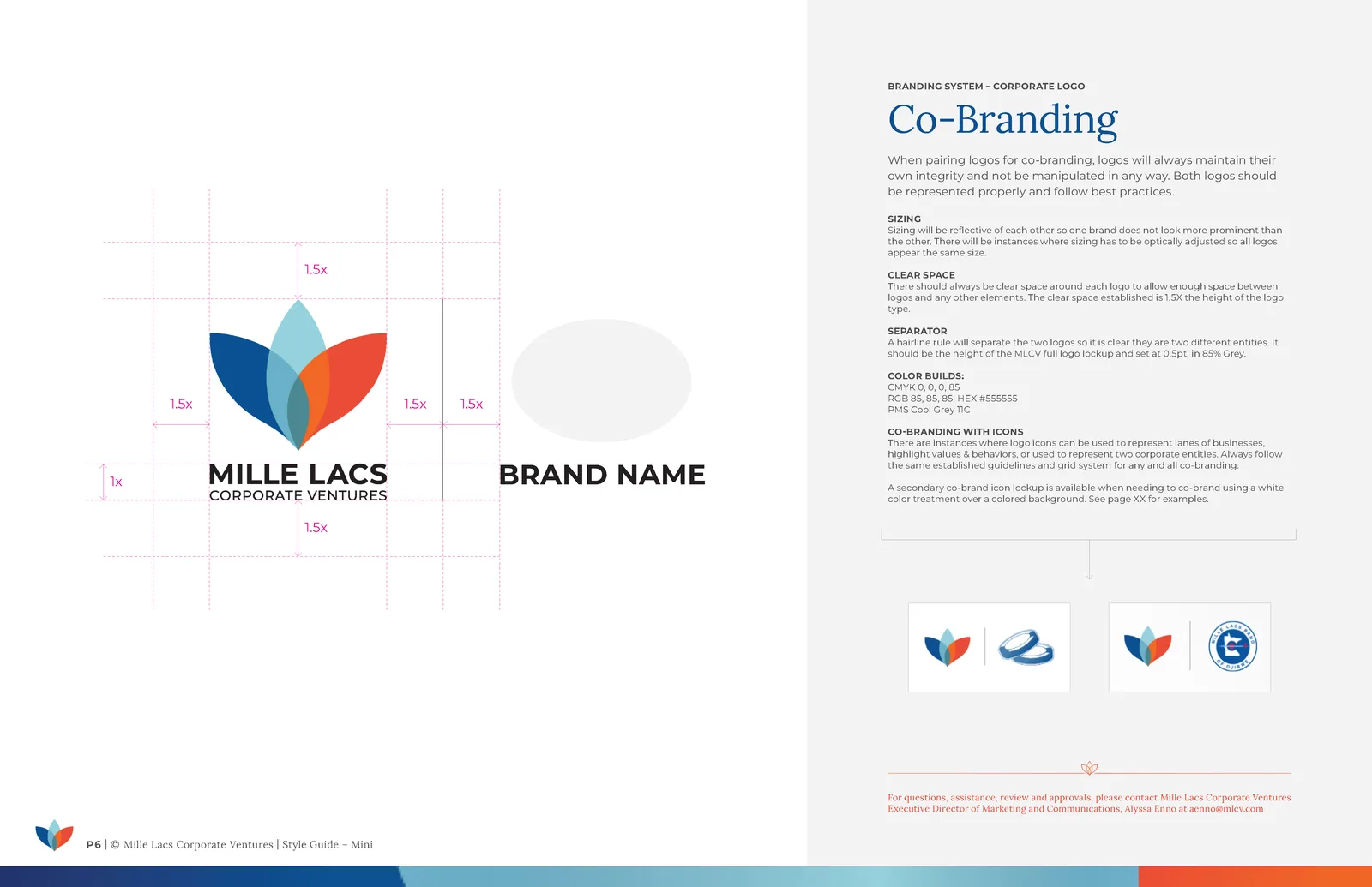 MLCV brand guidelines — the co-branding system for pairing portfolio company marks.