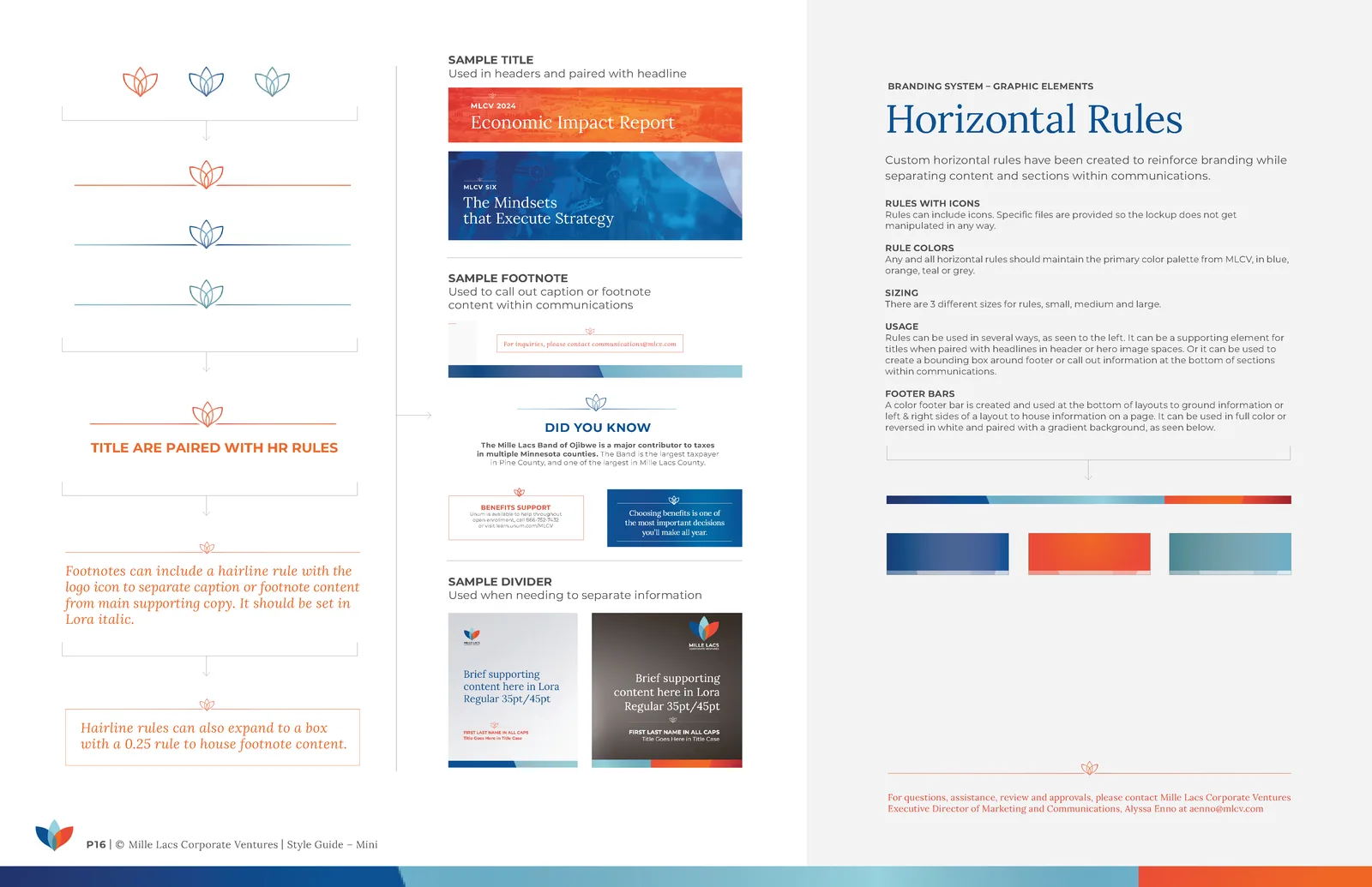 MLCV brand guidelines — the horizontal rule graphic elements.