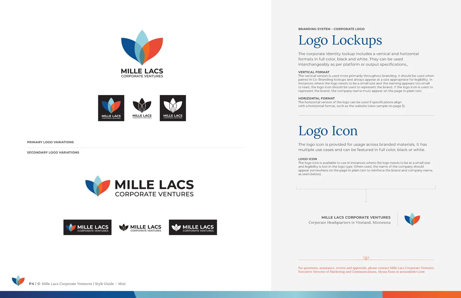 MLCV brand guidelines — logo lockups and the standalone logo icon.