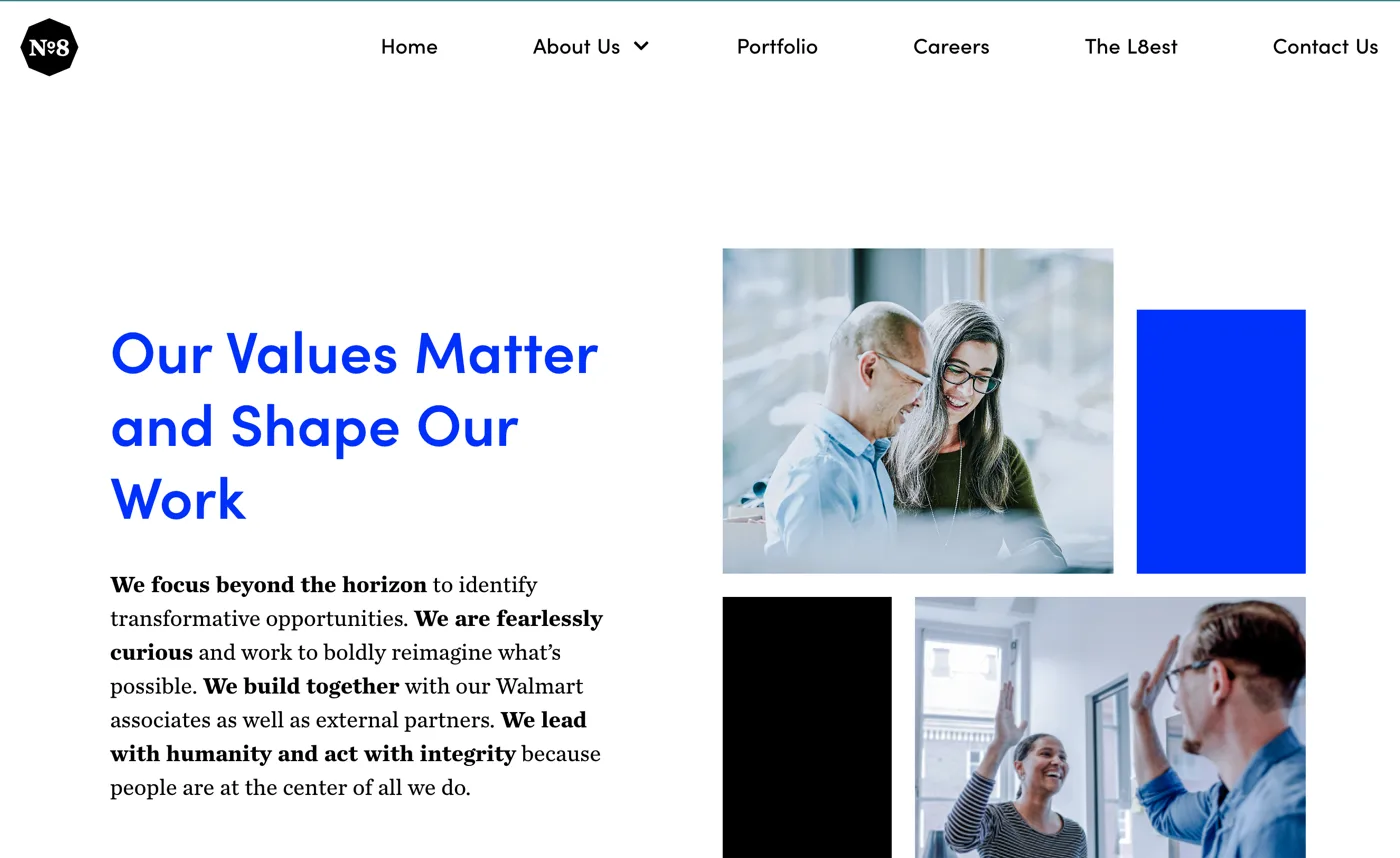 Store Nº8 website About Us page.